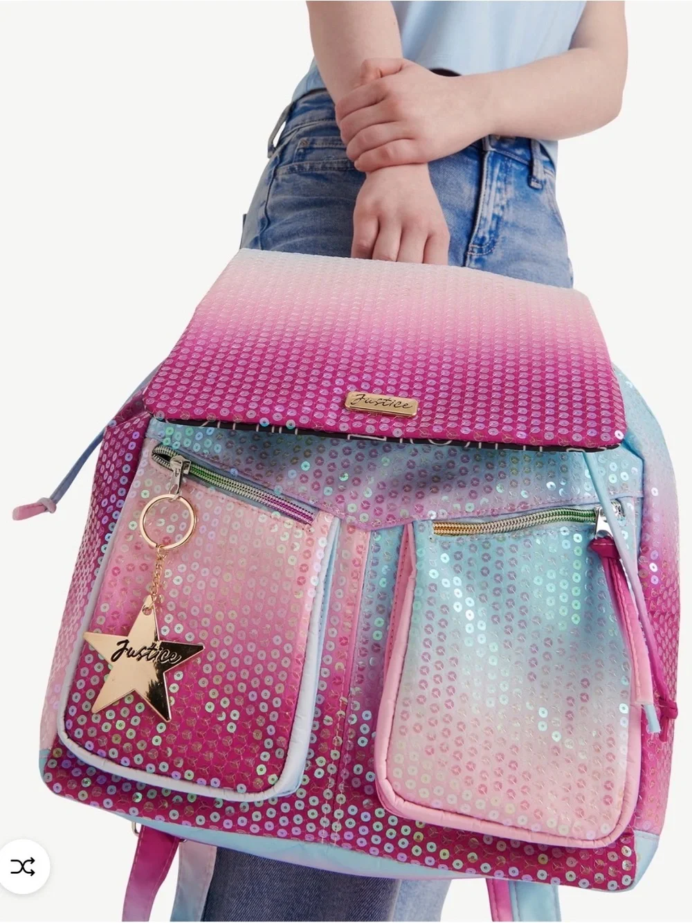 Justice Sequin Ombre Backpack - Pink Purple Blue